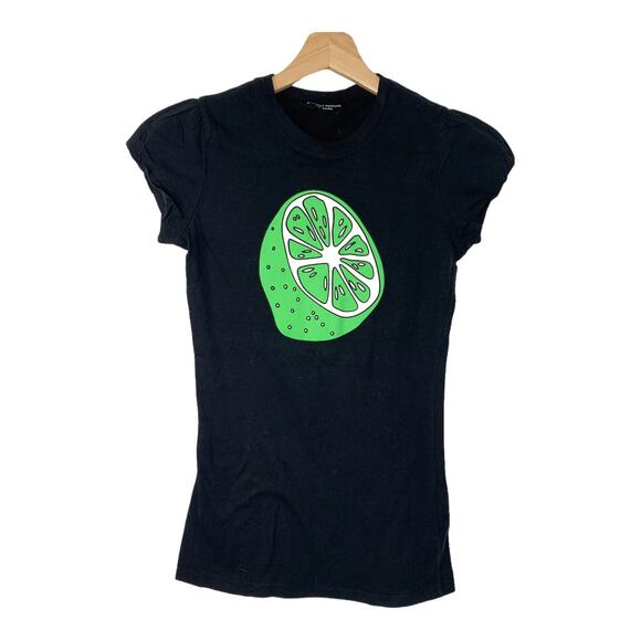 Black T-Shirt Green Lime Dorothy Perkins London Size Small - Picture 1 of 6
